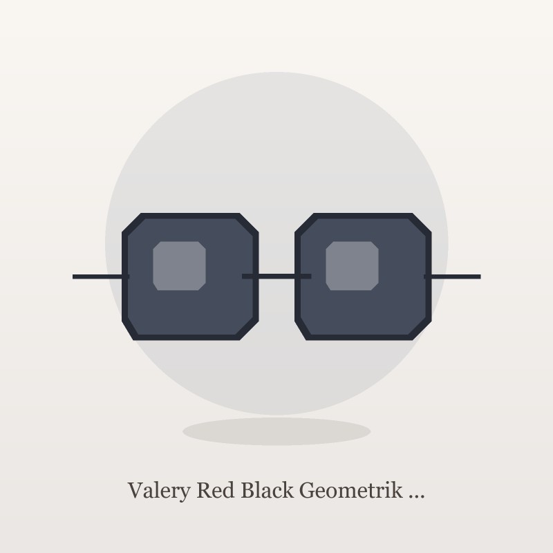 Valery Red Black Geometrik Güneş Gözlüğü